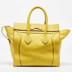 Pre Owned Celine Yellow Leather Mini Luggage Tote