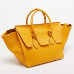 Pre Owned Celine Yellow Leather Small Tie Tote w/Pouch