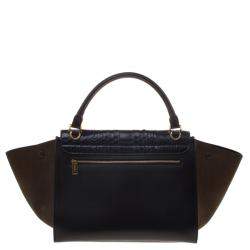 Pre Owned Celine Black/Brown Python/Leather and Suede Medium Trapeze Bag