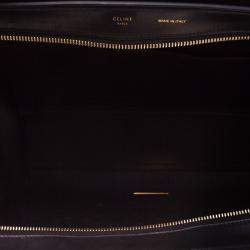 Pre Owned Celine Black/Brown Python/Leather and Suede Medium Trapeze Bag