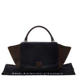 Pre Owned Celine Black/Brown Python/Leather and Suede Medium Trapeze Bag