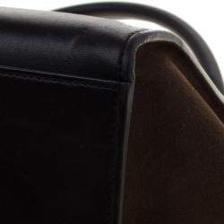 Pre Owned Celine Black/Brown Python/Leather and Suede Medium Trapeze Bag