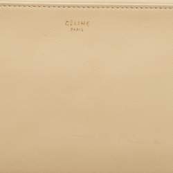 Celine Beige/Brown Leather Color Block Zip Pouch