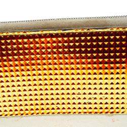 Pre Owned Celine Off White Leather Holographic Zip Up Wallet