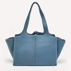 Pre Owned Celine Blue Leather Small Tri-Fold Tote