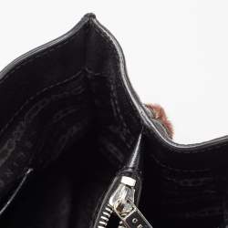 Pre Owned Celine Black/Brown Leopard Print Calf Hair and  Leather Boogie Satchel