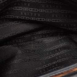 Pre Owned Celine Black/Brown Leopard Print Calf Hair and  Leather Boogie Satchel