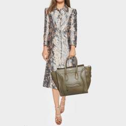 Pre Owned Celine Olive Green Leather Mini Luggage Tote