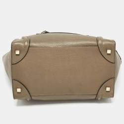 Pre Owned Celine Olive Green Leather Mini Luggage Tote