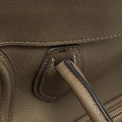 Pre Owned Celine Olive Green Leather Mini Luggage Tote