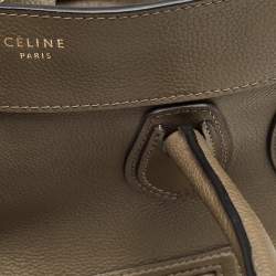 Pre Owned Celine Olive Green Leather Mini Luggage Tote