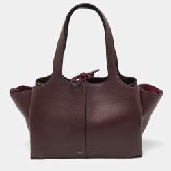 Pre Owned Celine Burgundy Leather Small Tri-Fold Tote