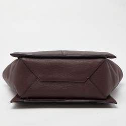 Pre Owned Celine Burgundy Leather Small Tri-Fold Tote