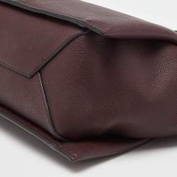 Pre Owned Celine Burgundy Leather Small Tri-Fold Tote