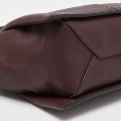 Pre Owned Celine Burgundy Leather Small Tri-Fold Tote