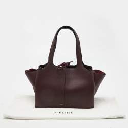 Pre Owned Celine Burgundy Leather Small Tri-Fold Tote