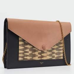 Pre Owned Celine Multicolor Leather and Karung Pocket Envelope Shoulder Bag