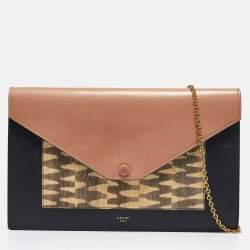Pre Owned Celine Multicolor Leather and Karung Pocket Envelope Shoulder Bag