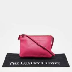 Pre Owned Celine Pink Leather Small Trio Crossbody Bag 