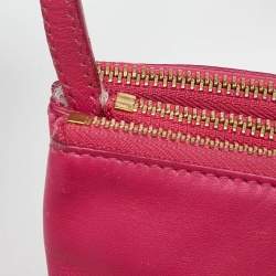 Pre Owned Celine Pink Leather Small Trio Crossbody Bag 