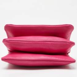 Pre Owned Celine Pink Leather Small Trio Crossbody Bag 