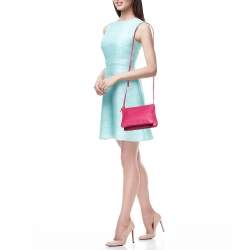 Pre Owned Celine Pink Leather Small Trio Crossbody Bag 