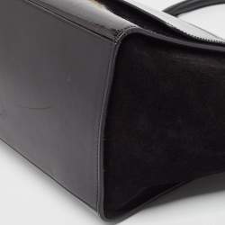 Pre Owned Celine Black Patent Leather and Suede Medium Trapeze Bag