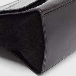 Pre Owned Celine Black Patent Leather and Suede Medium Trapeze Bag