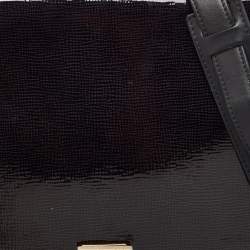 Pre Owned Celine Black Patent Leather and Suede Medium Trapeze Bag