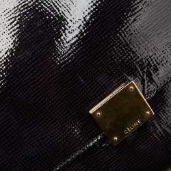 Pre Owned Celine Black Patent Leather and Suede Medium Trapeze Bag