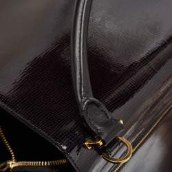 Pre Owned Celine Black Patent Leather and Suede Medium Trapeze Bag