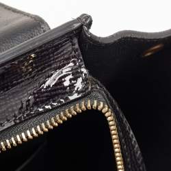 Pre Owned Celine Black Patent Leather and Suede Medium Trapeze Bag