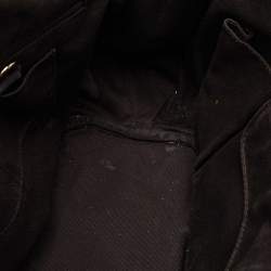 Celine Dark Brown Macadam Fabric and Croc Embossed Leather Bittersweet Hobo