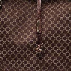 Celine Dark Brown Macadam Fabric and Croc Embossed Leather Bittersweet Hobo
