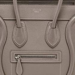 Pre Owned Celine Beige Leather Micro Luggage Tote