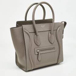 Pre Owned Celine Beige Leather Micro Luggage Tote