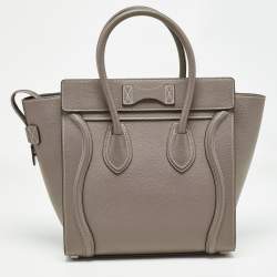Pre Owned Celine Beige Leather Micro Luggage Tote