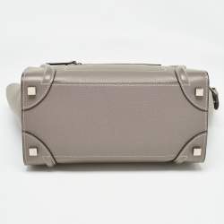 Pre Owned Celine Beige Leather Micro Luggage Tote