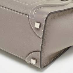 Pre Owned Celine Beige Leather Micro Luggage Tote