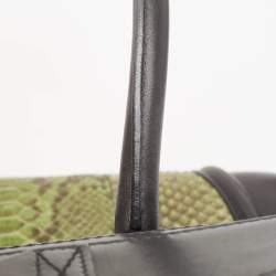 Celine Black/Green Python and Leather/Suede Mini Luggage Tote