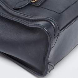 Pre Owned Celine Black Leather Nano Luggage Tote