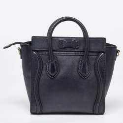 Pre Owned Celine Black Leather Nano Luggage Tote