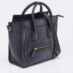 Pre Owned Celine Black Leather Nano Luggage Tote