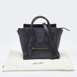 Pre Owned Celine Black Leather Nano Luggage Tote