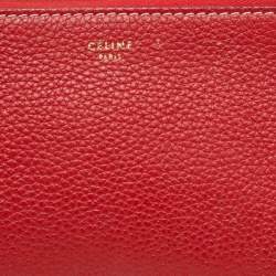 Pre Owned Celine Red Leather Cosmetic Pouch