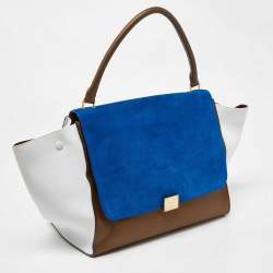 Pre Owned Celine Tricolor Leather and Suede Large Trapeze Bag