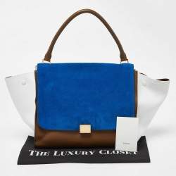 Pre Owned Celine Tricolor Leather and Suede Large Trapeze Bag