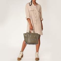 Pre Owned Celine Grey Leather Mini Luggage Tote