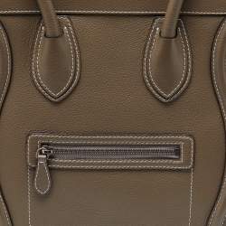 Pre Owned Celine Grey Leather Mini Luggage Tote