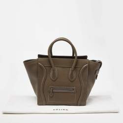 Pre Owned Celine Grey Leather Mini Luggage Tote